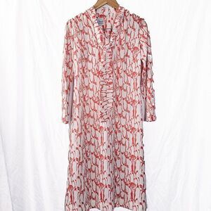 Vintage Medium Orange Penguin Print Maxi Dress Bleeker Street Johnathan Logan
